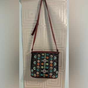 Floral Embroidered adjustable Crossbody Bag purse